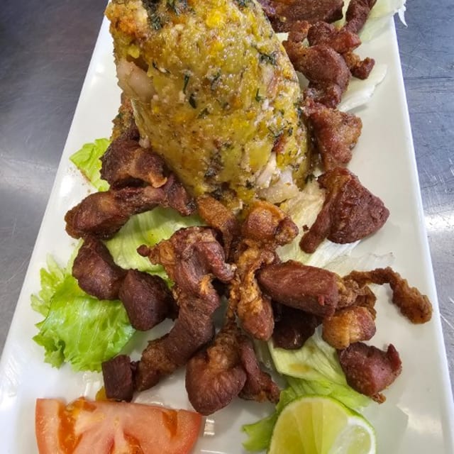 Carne Frita / Fried Steak Mofongo.